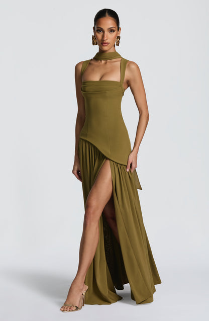 DEEP OLIVE MAXI DRESS