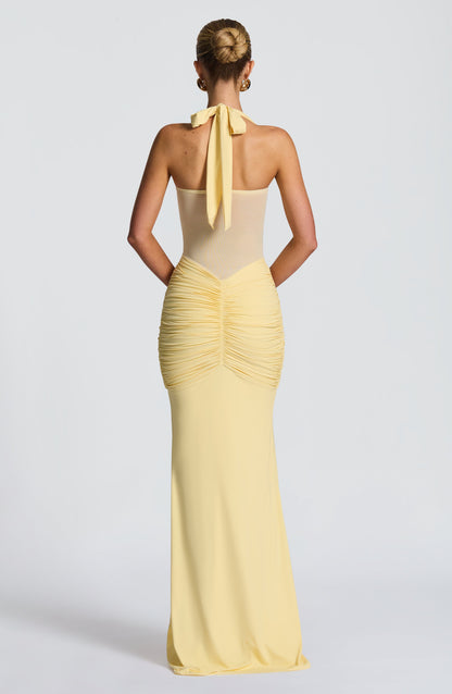 Luna Ruched Mesh Maxi Dress